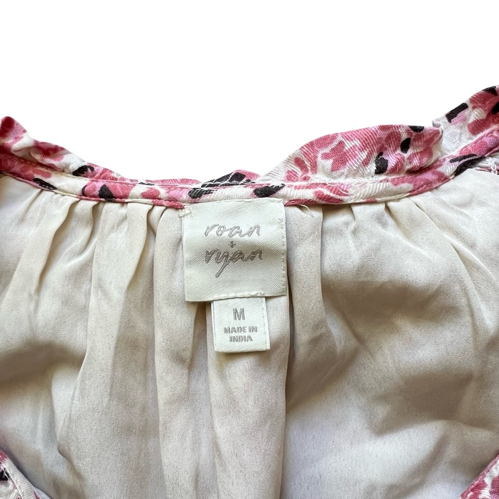 Evereve roan + Ryan Pink Floral Smocked Waist Mini Dress Medium - Picture 5 of 7